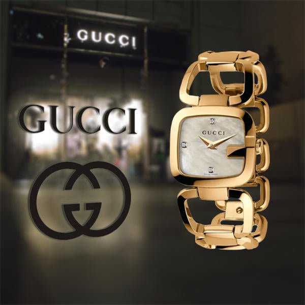 Gucci G Gucci Diamonds Mother of Pearl Dial Yellow Gold Steel Strap Watch For Women - YA125513 Watches Gucci   