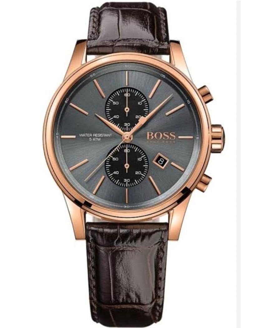 Hugo Boss Jet Grey Dial Brown Leather Strap Watch for Men - 1513281 Watches Hugo Boss   