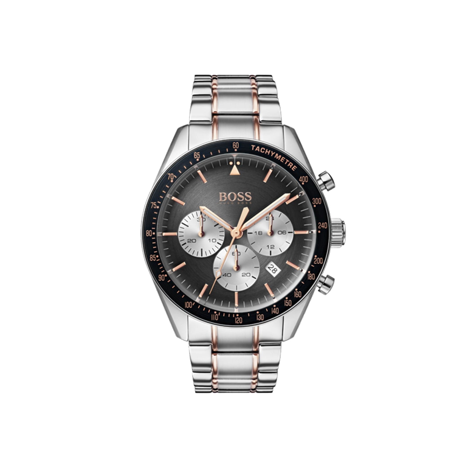 Hugo Boss Trophy Chronograph Grey Dial Silver Steel Strap Watch for Men - 1513634 Watches Hugo Boss   