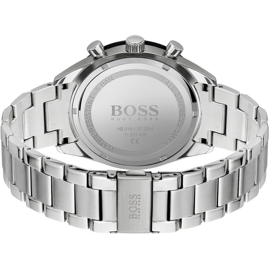 Hugo Boss Santiago Black Dial Silver Steel Strap Watch for Men - 1513862 Watches Hugo Boss   