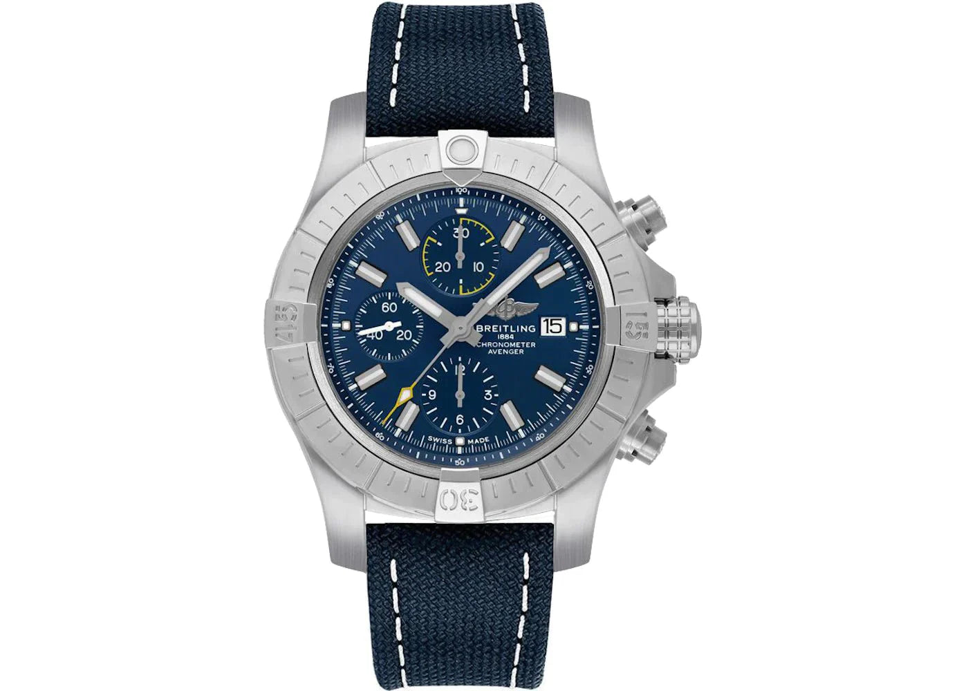 Breitling Avenger Chronograph 45mm Blue Dial Blue Calfskin Strap Watch for Men - A13317101C1X2 Watches Breitling   
