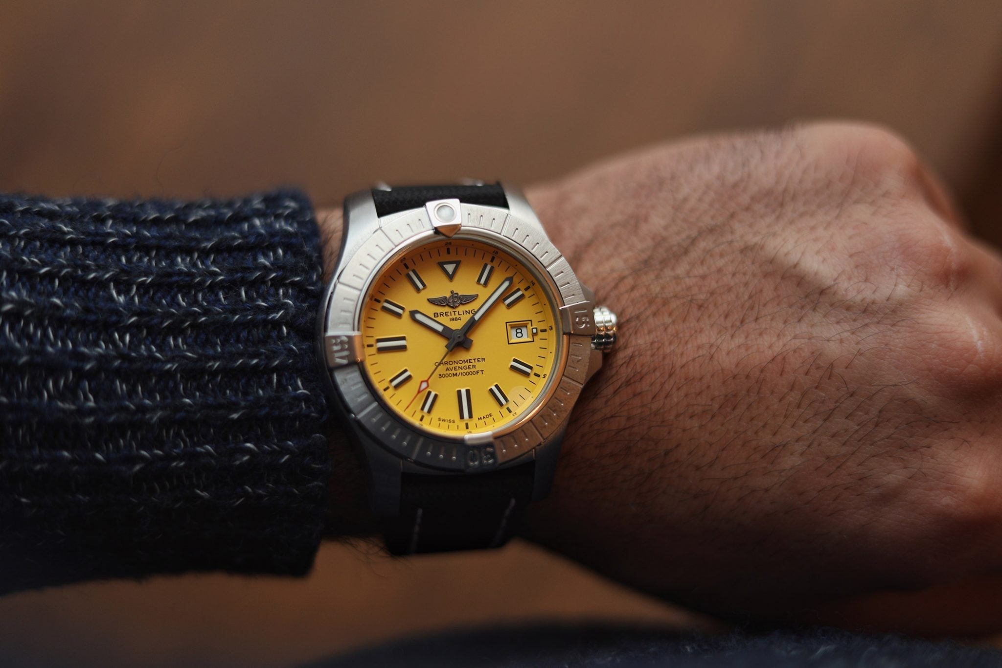 Breitling Avenger Automatic 45mm Seawolf Yellow Dial Black Nylon Strap Watch for Men - A17319101/1X2 Watches Breitling   