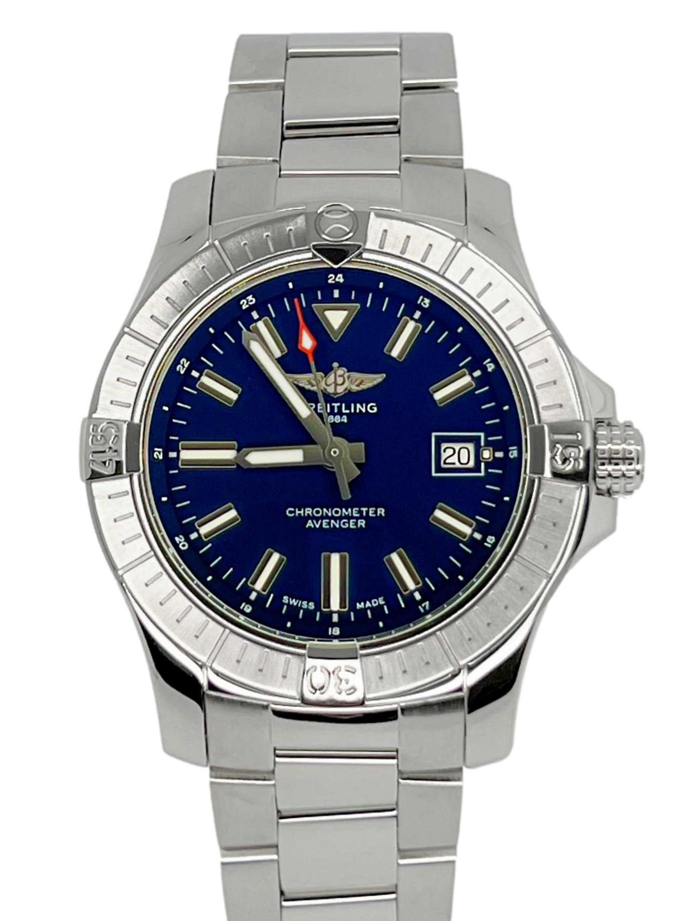 Breitling Avenger Automatic 43mm Blue Dial Silver Steel Strap Watch for Men - A17318101C1A1 Watches Breitling   