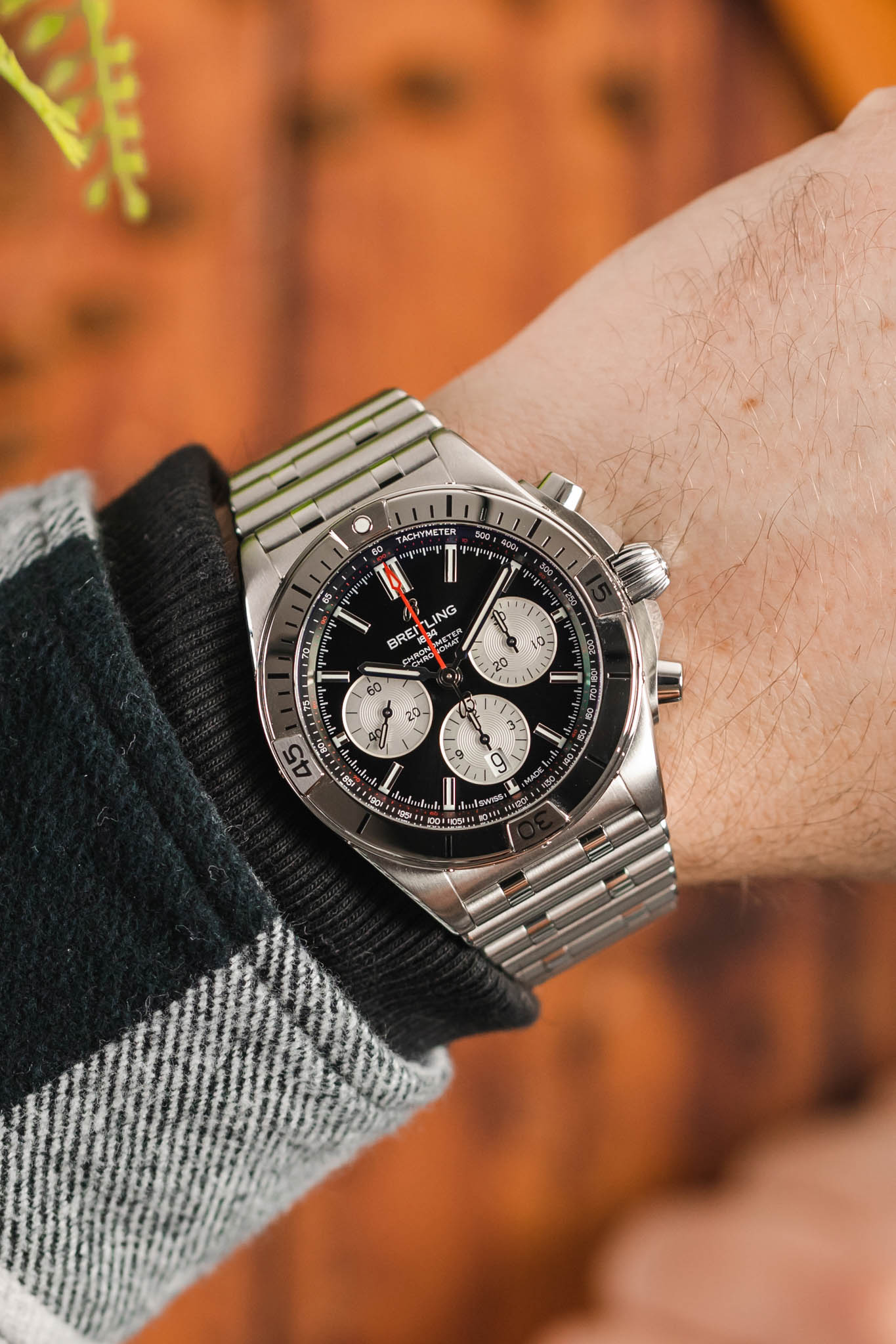 Breitling Chronomat B01 42mm Black Dial Silver Steel Strap Watch for Men - AB0134101B1A1 Watches Breitling   