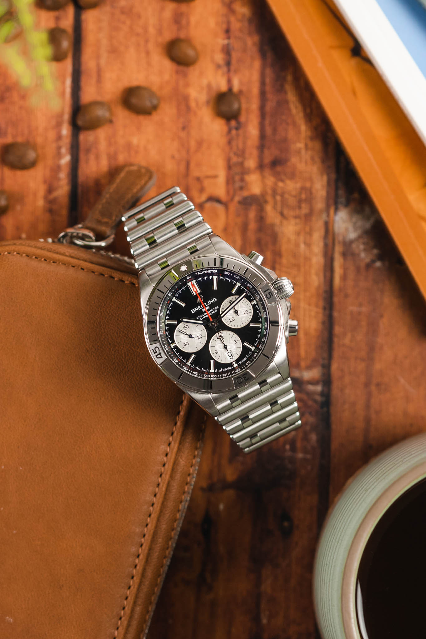 Breitling Chronomat B01 42mm Black Dial Silver Steel Strap Watch for Men - AB0134101B1A1 Watches Breitling   