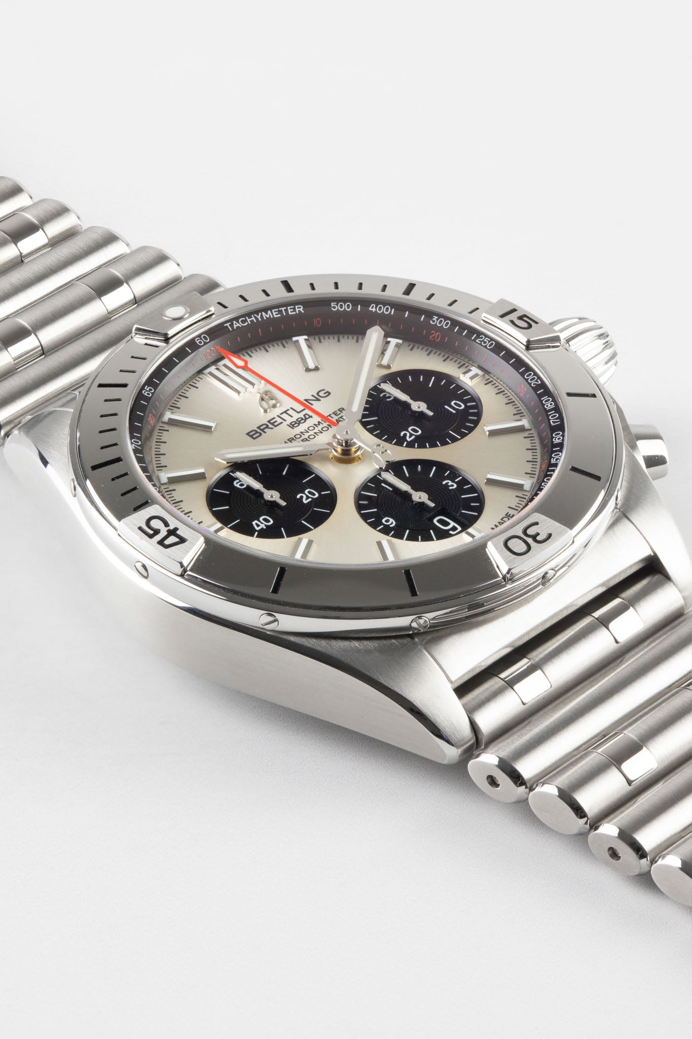 Breitling Chronomat B01 42mm Silver Dial Silver Steel Strap Watch for Men - AB0134101G1A1 Watches Breitling   