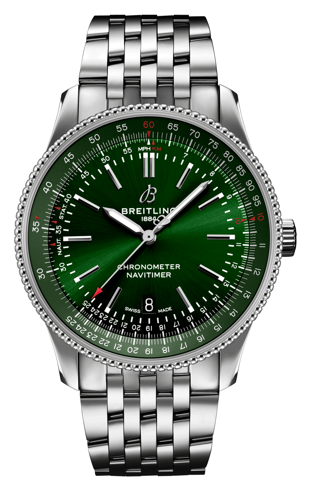 Breitling Navitimer Automatic 41mm Green Dial Silver Steel Strap Watch for Men - A17326361L1A1 Watches Breitling   