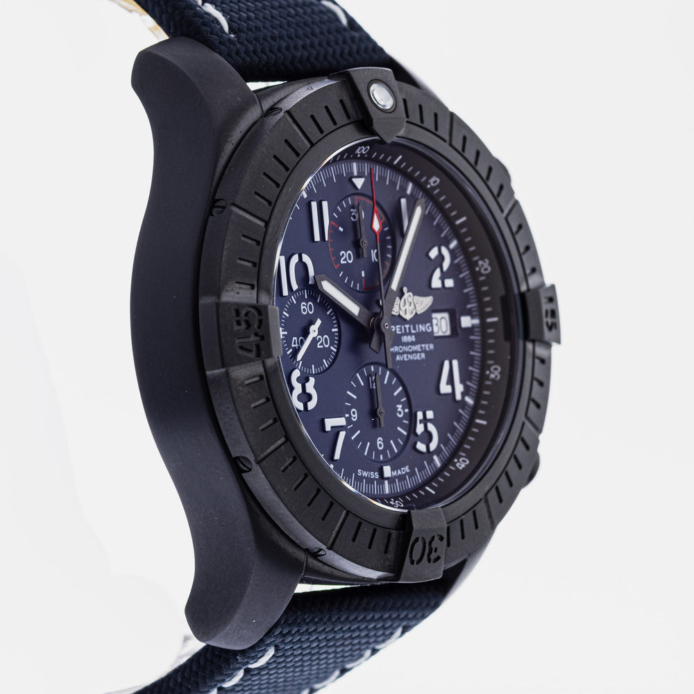 Breitling Super Avenger Chronograph 48 Night Mission Blue Dial Blue Leather Strap Watch for Men - V13375101C1X2 Watches Breitling   