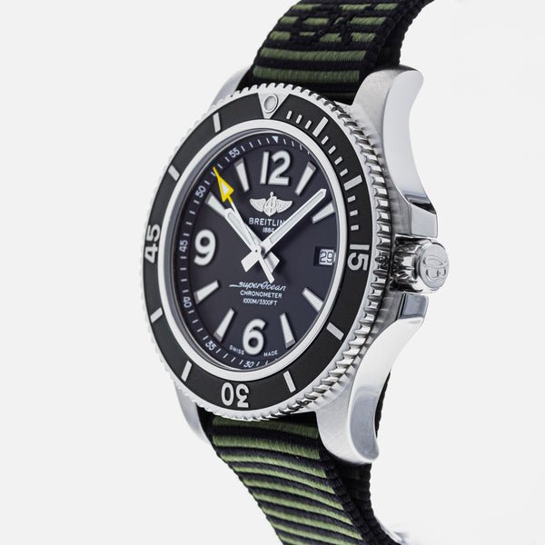 Breitling Superocean Automatic 44mm Outerknown Green Dial Green Nylon Strap Watch for Men - A17367A11L1W1 Watches Breitling   
