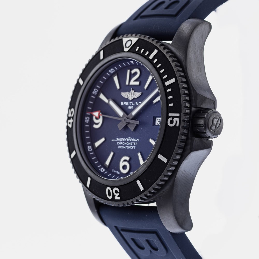Breitling Superocean Automatic 46mm Blue Dial Blue Rubber Strap Watch for Men - M17368D71C1S1 Watches Breitling   