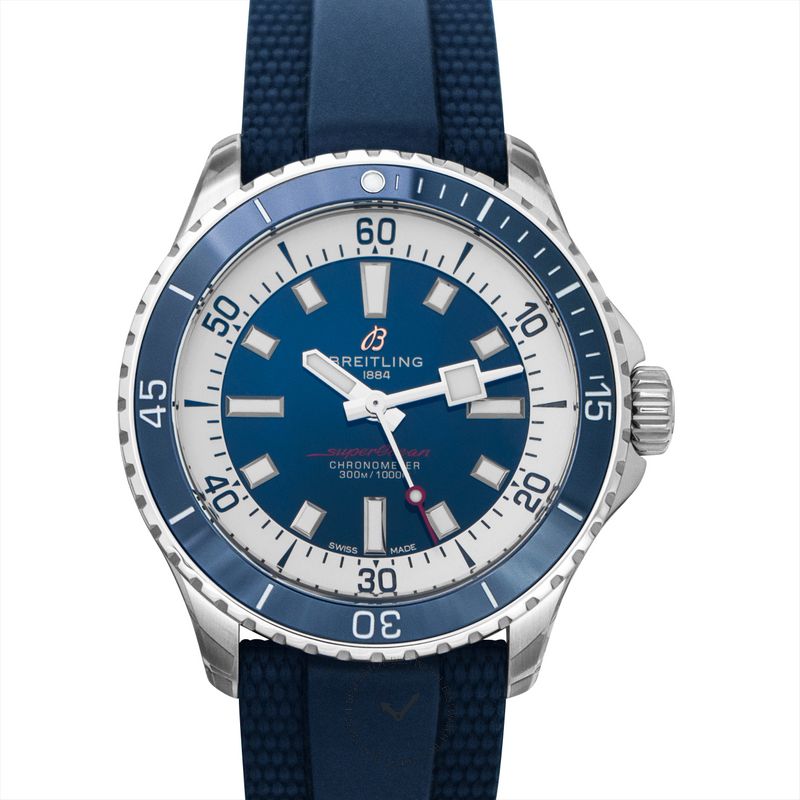 Breitling Superocean Automatic 42mm Blue Dial Blue Rubber Strap Watch for Men - A17375E71C1S1 Watches Breitling   