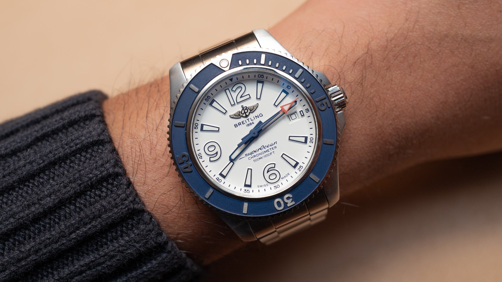 Breitling Superocean II Automatic 42mm White Dial Blue Rubber Strap Watch for Men - A17366D81A1S2 Watches Breitling   