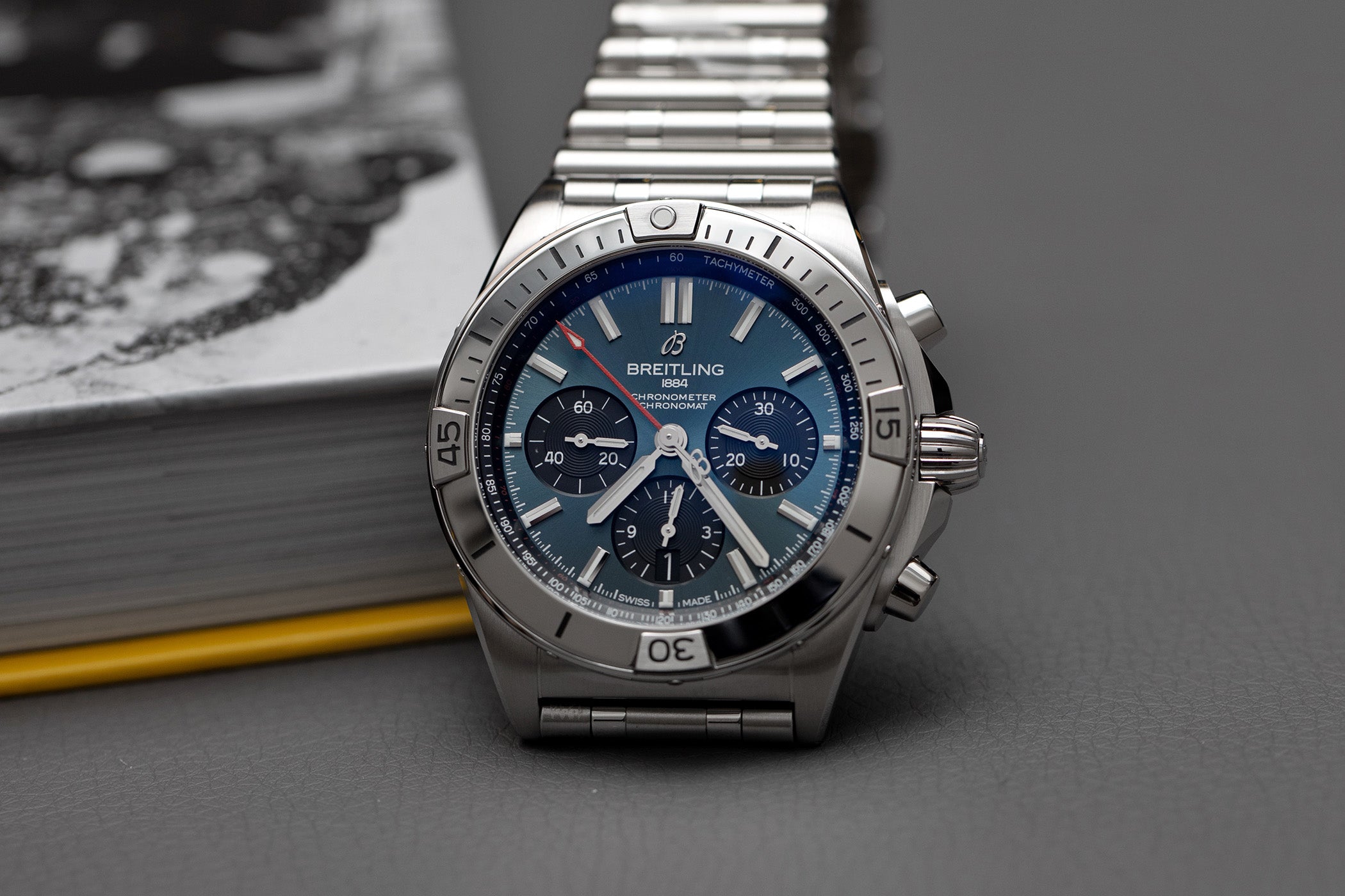 Breitling Chronomat B01 42mm Blue Dial Silver Steel Strap Watch for Men - AB0134101C1A1 Watches Breitling   