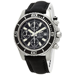 Breitling Superocean Chronograph II 44mm Automatic Black Dial Black Leather Strap Mens Watch - A1334102/BA84 Watches Breitling   