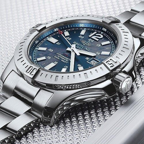 Breitling Colt Automatic 44mm Blue Dial Silver Steel Strap Mens Watch - A1738811/C906/173A Watches Breitling   