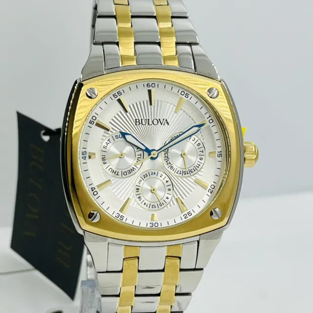 Bulova Classic Multi Function Silver Dial Two Tone Steel Strap Watch for Men - 98C142 Watches Bulova   