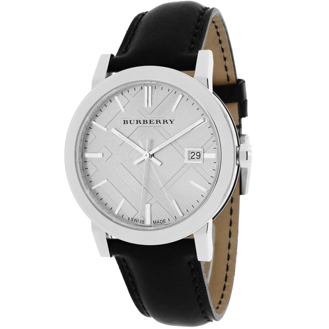 Burberry The City White Dial Black Leather Strap Watch for Men - BU9008 Watches Burberry   