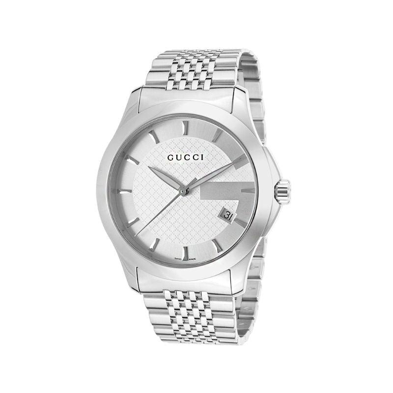 Gucci G Timeless Silver Dial Silver Steel Strap Watch For Men - YA126401 Watches Gucci   