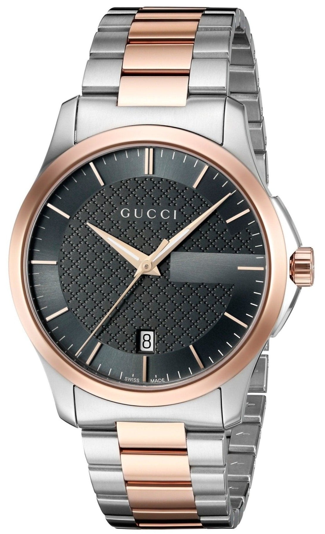 Gucci G Timeless Grey Dial Two Tone Steel Strap Watch For Men - YA126446 Watches Gucci   