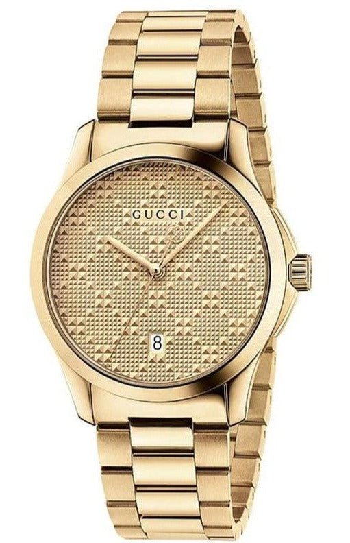 Gucci G Timeless Yellow Gold Dial Yellow Gold Steel Strap Unisex Watch - YA126461 Watches Gucci   