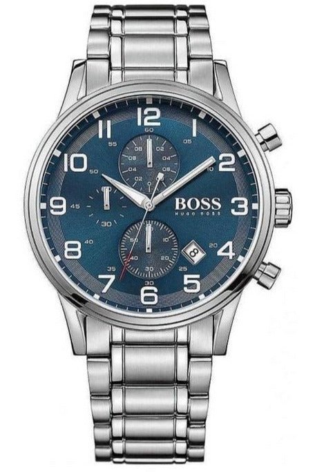 Hugo Boss Aeroliner Blue Dial Silver Steel Strap Watch for Men - 1513183 Watches Hugo Boss   