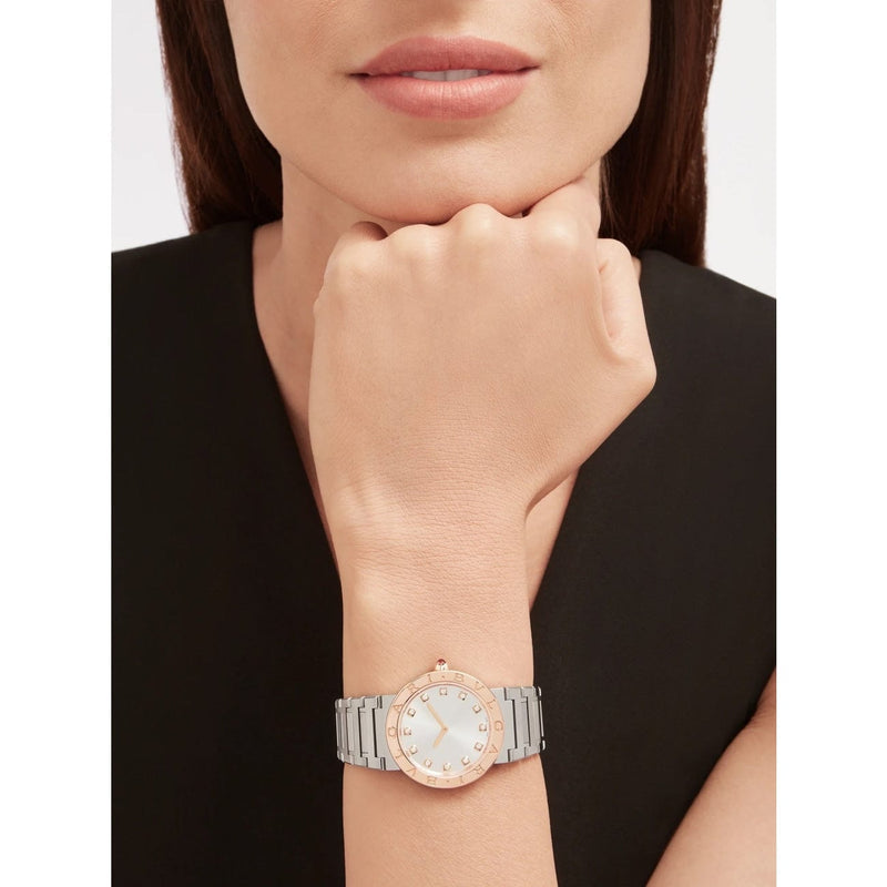 Bvlgari Lady Diamonds Silver Dial Silver Steel Strap Watch For Women - BVLGARI103577