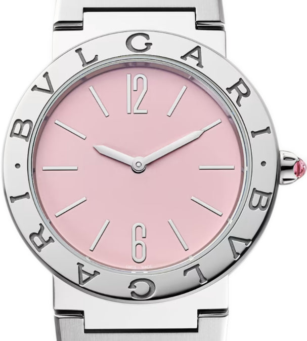 Bvlgari Quartz Pink Dial Silver Steel Strap Watch For Women - BVLGARI103711