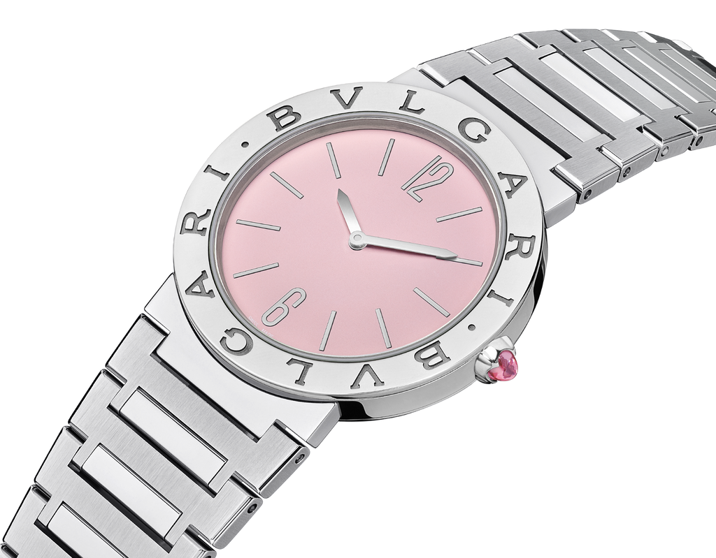 Bvlgari Quartz Pink Dial Silver Steel Strap Watch For Women - BVLGARI103711