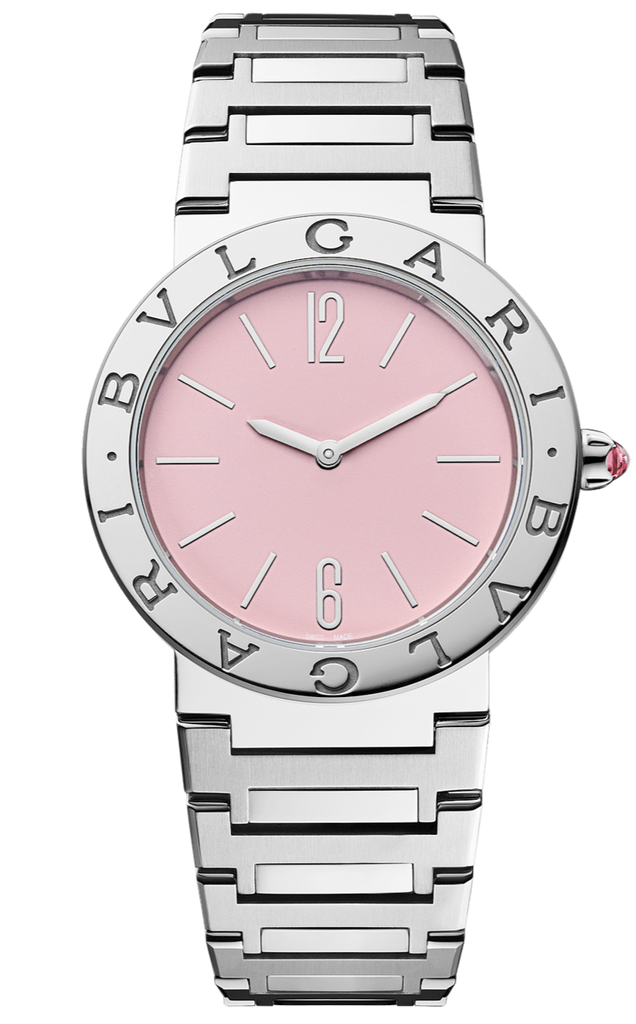 Bvlgari Quartz Pink Dial Silver Steel Strap Watch For Women - BVLGARI103711