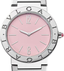 Bvlgari Quartz Pink Dial Silver Steel Strap Watch For Women - BVLGARI103711
