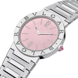 Bvlgari Quartz Pink Dial Silver Steel Strap Watch For Women - BVLGARI103711