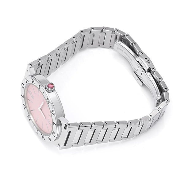 Bvlgari Quartz Pink Dial Silver Steel Strap Watch For Women - BVLGARI103711