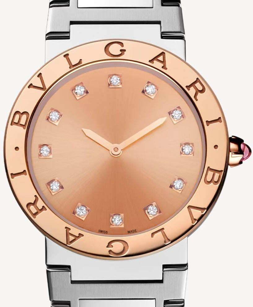 Bvlgari Resort Limited Edition Diamonds Gold Dial Silver Steel Strap Watch For Women - BVLGARI103682