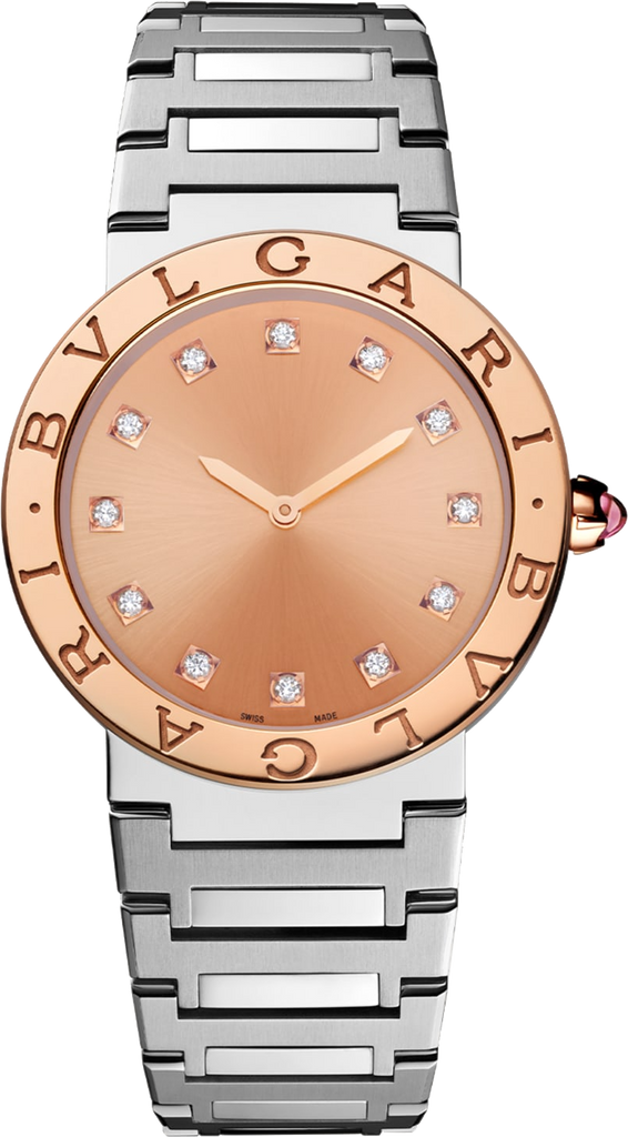 Bvlgari Resort Limited Edition Diamonds Gold Dial Silver Steel Strap Watch For Women - BVLGARI103682