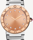 Bvlgari Resort Limited Edition Diamonds Gold Dial Silver Steel Strap Watch For Women - BVLGARI103682