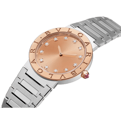 Bvlgari Resort Limited Edition Diamonds Gold Dial Silver Steel Strap Watch For Women - BVLGARI103682