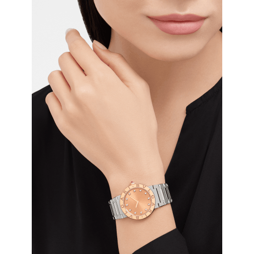 Bvlgari Resort Limited Edition Diamonds Gold Dial Silver Steel Strap Watch For Women - BVLGARI103682
