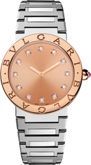 Bvlgari Resort Limited Edition Diamonds Gold Dial Silver Steel Strap Watch For Women - BVLGARI103682