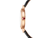 Bvlgari Divas Dream Quartz Diamonds Black Dial Black Leather Strap Watch For Women - DREAM102841