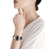 Bvlgari Divas Dream Quartz Diamonds Black Dial Black Leather Strap Watch For Women - DREAM102841