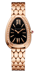 Bvlgari Serpenti Seduttori Diamonds Black Dial Rose Gold Steel Strap Watch For Women - SERPENTI103453