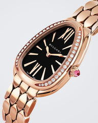 Bvlgari Serpenti Seduttori Diamonds Black Dial Rose Gold Steel Strap Watch For Women - SERPENTI103453