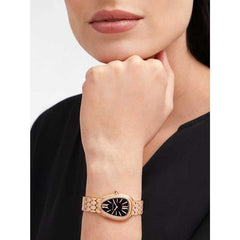 Bvlgari Serpenti Seduttori Diamonds Black Dial Rose Gold Steel Strap Watch For Women - SERPENTI103453