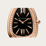 Bvlgari Serpenti Seduttori Diamonds Black Dial Rose Gold Steel Strap Watch For Women - SERPENTI103453