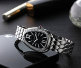 Bvlgari Serpenti Seduttori Diamonds Black Dial Silver Steel Strap Watch For Women - SERPENTI103449