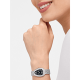 Bvlgari Serpenti Seduttori Diamonds Black Dial Silver Steel Strap Watch For Women - SERPENTI103449