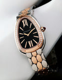 Bvlgari Serpenti Seduttori Diamonds Black Dial Two Tone Steel Strap Watch For Women - SERPENTI103450