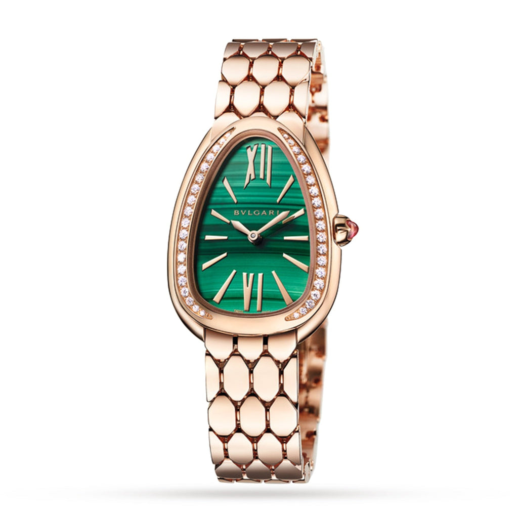Bvlgari Serpenti Seduttori Diamonds Green Dial Rose Gold Steel Strap Watch For Women - SERPENTI103273
