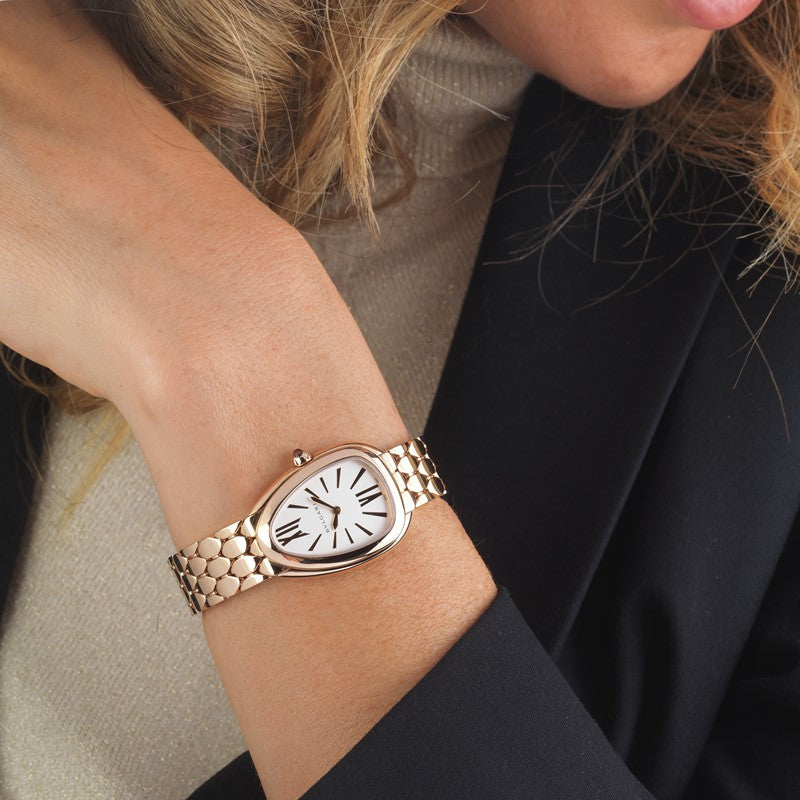 Bvlgari Serpenti Seduttori Quartz Silver Dial Rose Gold Steel Strap Watch For Women - SERPENTI103145