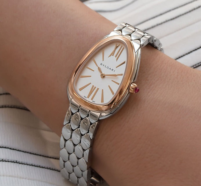Bvlgari Serpenti Seduttori Quartz Silver Dial Silver Steel Strap Watch For Women - SERPENTI103144